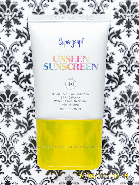 Водостойкий солнцезащитный крем праймер Supergoop Unseen Sunscreen SPF 40