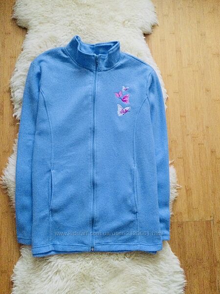 Брендова флісова Кофта L-XL небесна с вишивкою. нова без бірки,