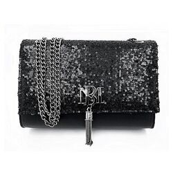 елегантна crossbody маленька Badgley Mischka Metal Fringe Sequin Bag чорна 
