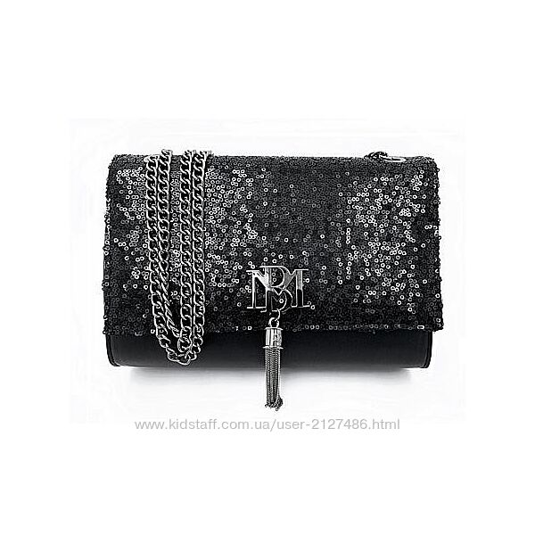 елегантна crossbody маленька Badgley Mischka Metal Fringe Sequin Bag чорна 