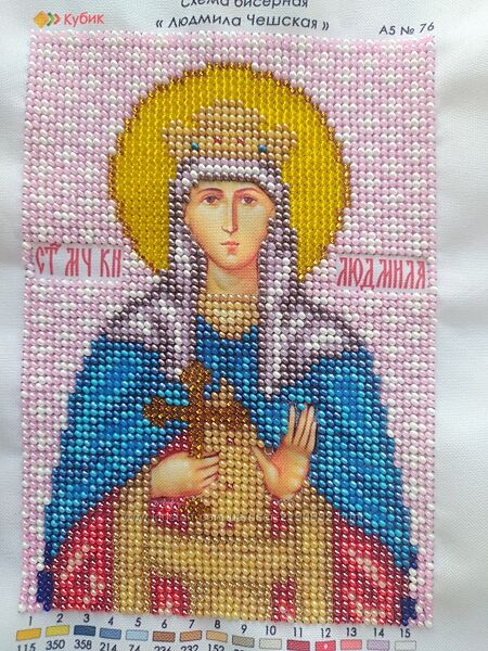 Именная икона святой Людмилы. Ручная работа.
