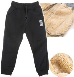 Теплі спортивні штани для хлопчика чорні, антрацит на хутрі