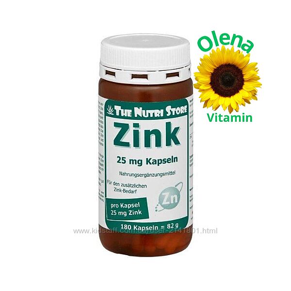 Цинк глюконат 25 мг, 180 капсул The Nutri Store Zink 