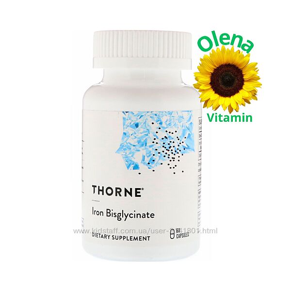 Бігліцинат заліза Thorne Research Iron Bisglycinate 60 капсул