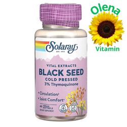 Олія чорного кмину у капсулах 3 Thymoquinone Black Seed Solaray 60 капсул