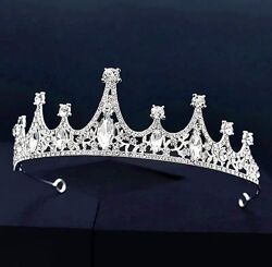 Серебряная диадема корона с камнями, корона на волосы, украшение на голову,