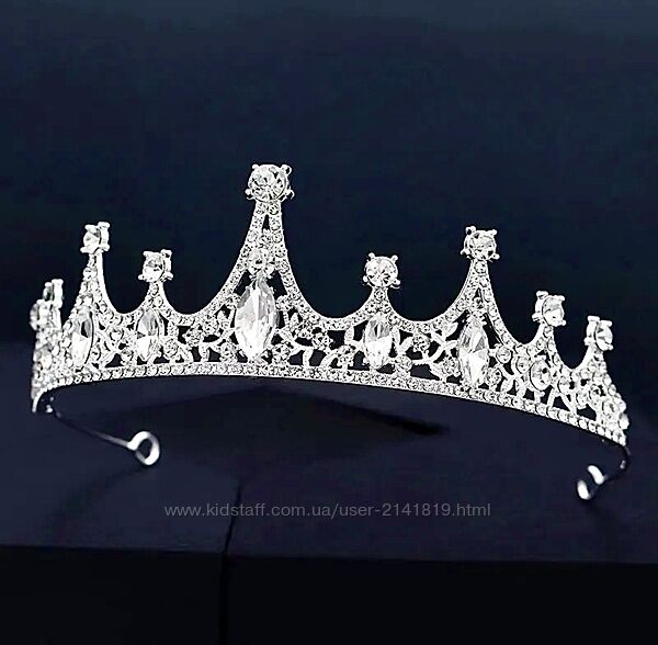 Серебряная диадема корона с камнями, корона на волосы, украшение на голову,