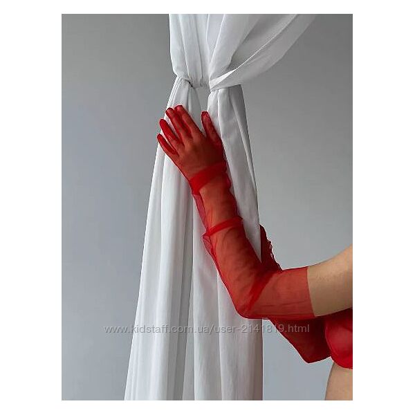 Красные длинные перчатки фатин, длинные красные перчатки сеточка