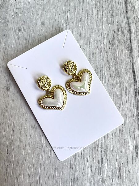 Шикарные сережки в стиле old money, винтажные серьги сердечки