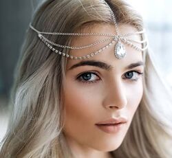 Цепочка на голову стразы, восточное украшение на голову тика для волос
