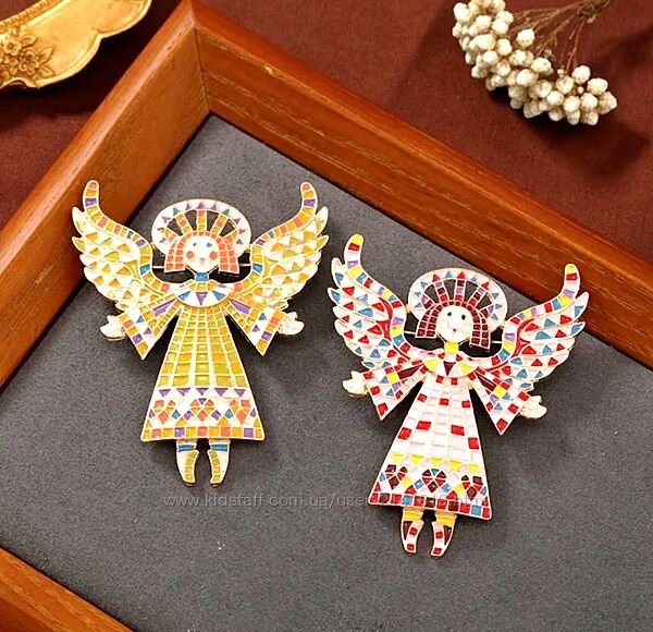 Брошка ангел, брошь рождественский ангел, брошь ангелочек