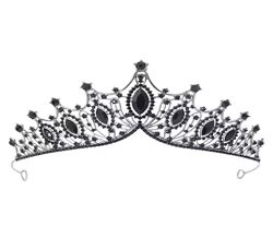 Диадема корона с камнями, черная корона на волосы, украшение на голову