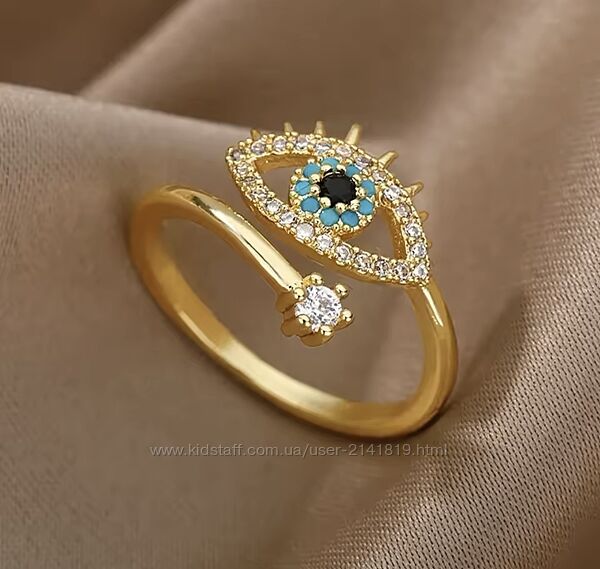 Регулируемое колечко турецкий глаз из медстали, кольцо глаз, колечко око