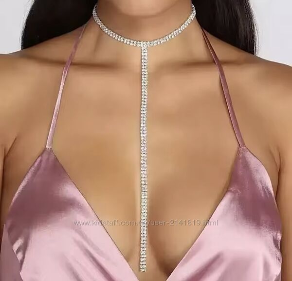 Стильный чокер стразы, длинный чокер галстук, ожерелье камни стразы