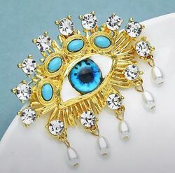 Изысканная брошь глаз, брошь в стиле schiaparelli, брошь оберег глаз