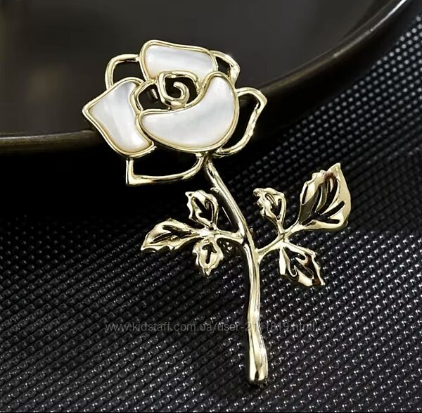 Изящная брошь роза с перламутровыми вставками, женская брошка цветок, брошь
