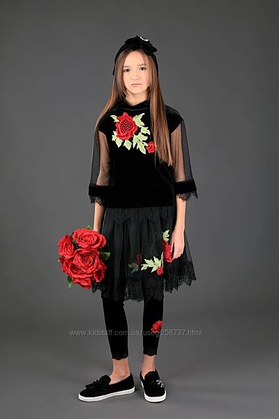 Пышная фатиновая юбка с кружевом, розы, ТМ Моне р.122