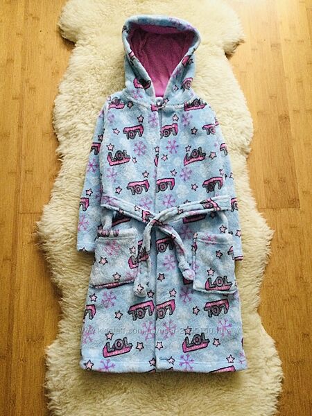 TU флісовий, махровий небесний халат 6-7 р. 116-122 зріст LOL банний, тепли