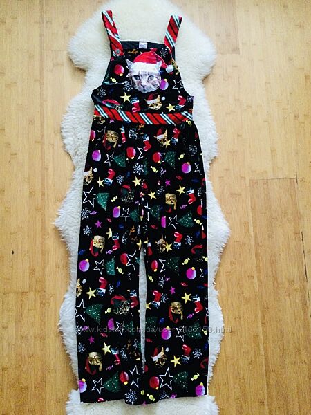 Nobo S-M велюровий Новорічний комбінезон з кішечкою і яскравим принтом, шта
