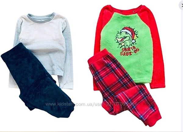 4-5 рок, Nutmeg флісова піжама з Динозавром. реглан та картаті штаніки на м