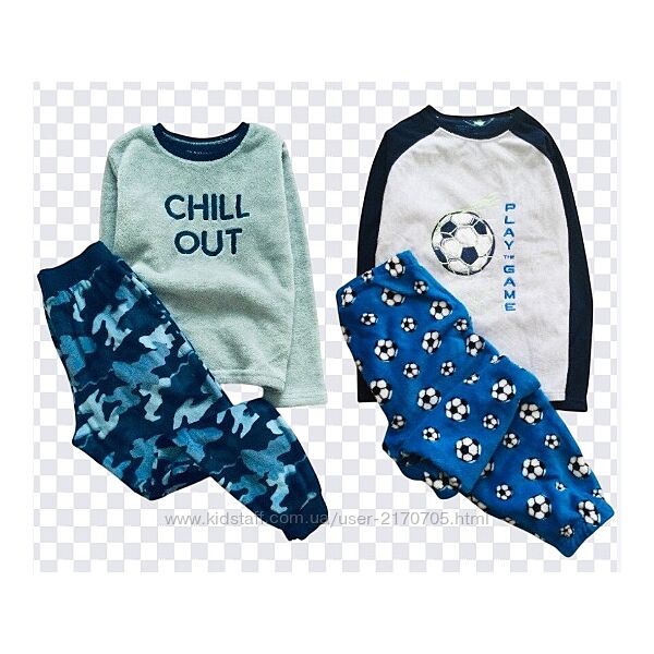 8-9 рок, Primark флісова піжама з принтом реглан та штаніки на манжетах з