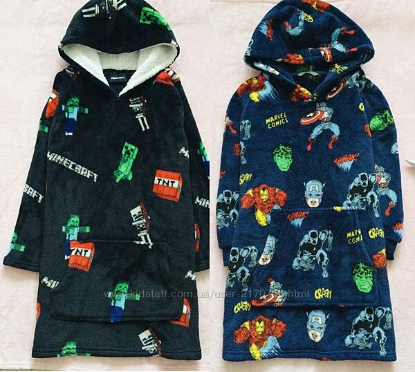 7-8 рок Marks&Spencer. Minecraft. Герої коміксів халат. Худі  оверсайз. дом