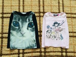 2-4 рок. , H&M. реглан. Лонгслів. Biocotton 100. Котик і Фея. стан ідеальни