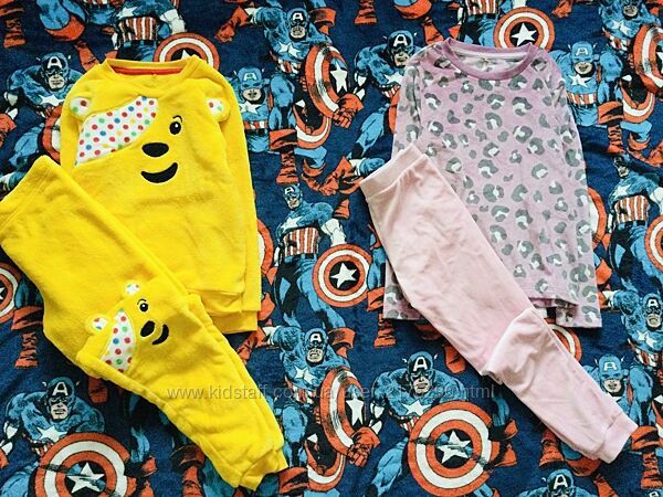 7-8 р. , George. Primark флісова і велюрова піжама з ведмедиком і анімалісти