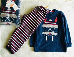 3-4 рок. OVS Італія. Новорічна Флісова піжама. Супер - тепла. Унісекс. хто