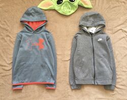 7-8 рок. Under Armour. Nike Оригінал утеплене Худі, толстовка, олімпійка на