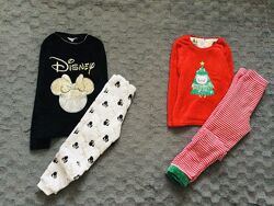 7-8 р. , Primark флісова піжама з Новорічним принтом та Міні Маус. тепла, м