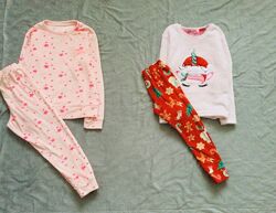 6-7 рок, Primark флісова піжама з Новорічним принтом та велюрова в Зірки. т
