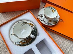 Набір чашок з блюдцями Hermes Carnets d&acutequateur 