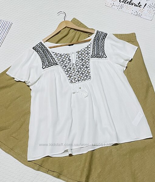 Вишиванка рубашка білосніжна  оверсайз від M&Co  Розмір 18 / наш 52 