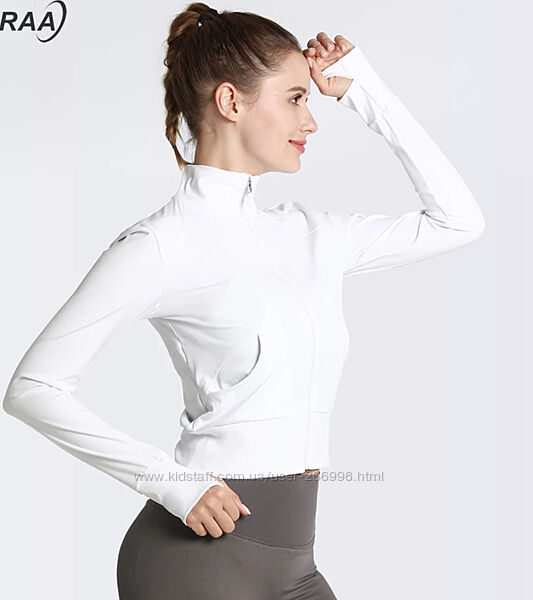 Белая спортивная куртка для фитнеса, бега, йоги, размер S-M