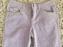 Мягкие лиловые джинсы для девочки, велюр, 140-145см