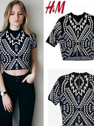  H&m укорочений топ з принтом с-м р. 