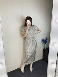Шикарное платье в мелкие паетки H&M L